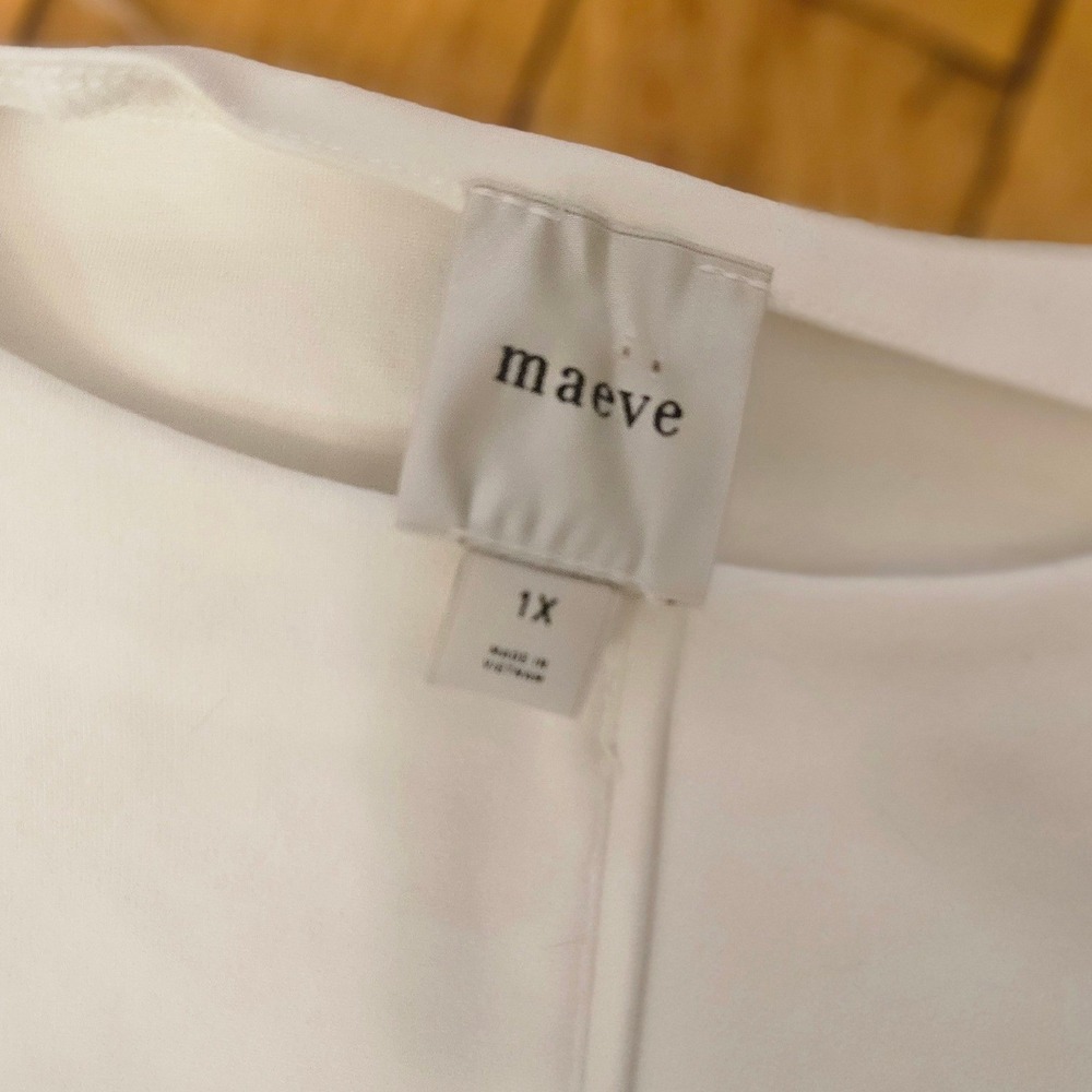 Maeve 1X White Sleeveless Blouse Tank Top Sheath Zip Back Career Chic - Picture 3 of 4